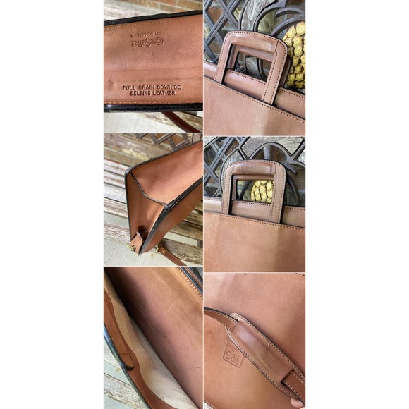 Vintage Schlesinger Belting Leather Handle Portfolio Briefcase Shoulder Bag - Picture 4 of 4